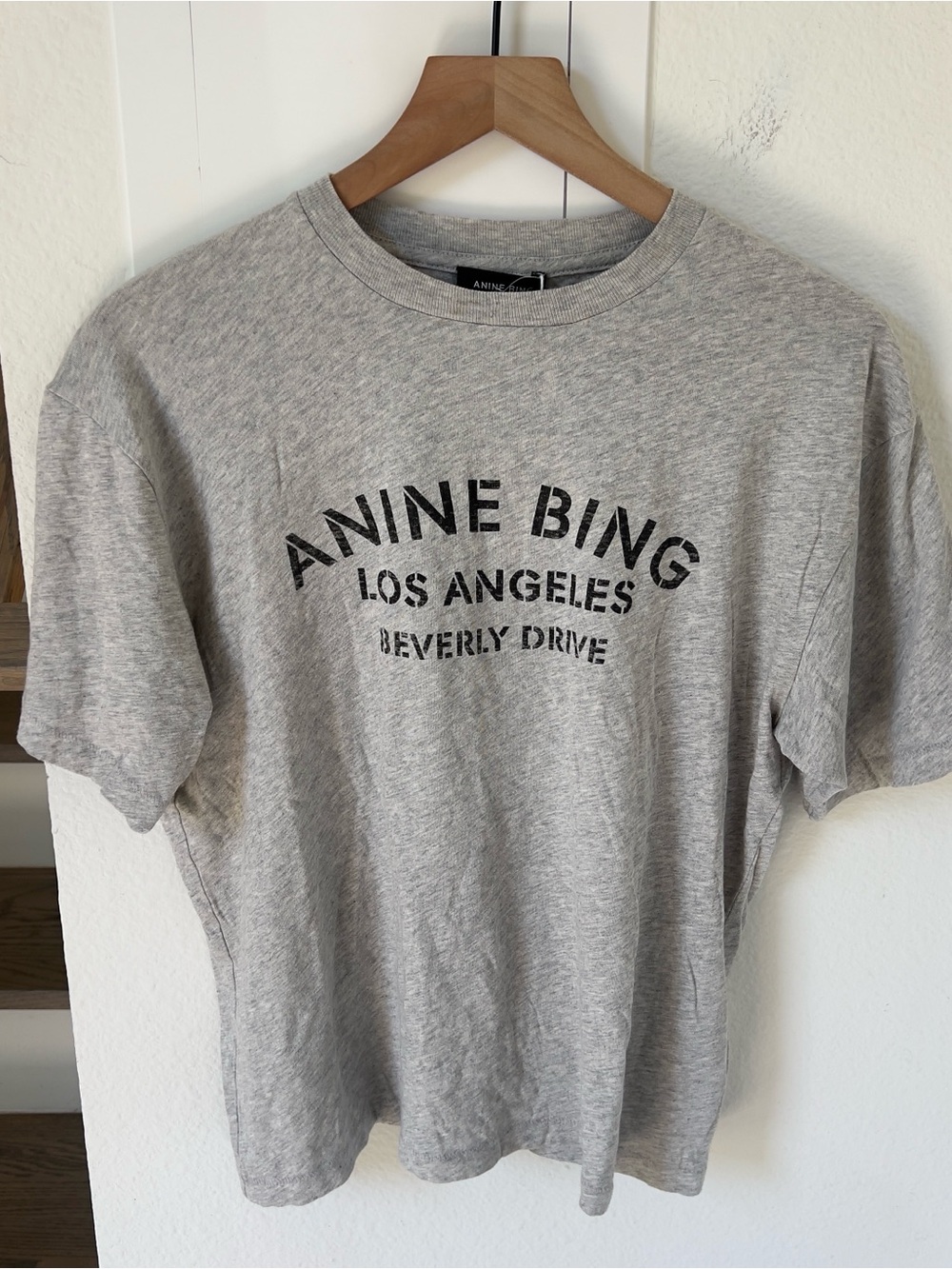 Anine Bing Cohen La Beverly Hills Tee in Washed Heather Grey NWT - Picture 2 of 8